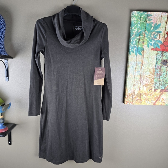 Fair Indigo Organic Pima Cotton Cowlneck Dress Size Small - Picture 5 of 12